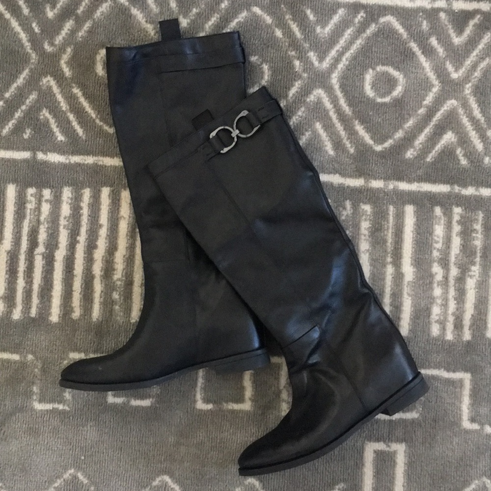 Hidden Wedge Knee High Boots